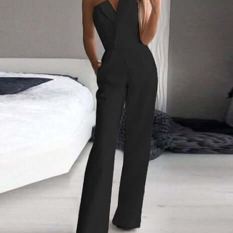 Women's Strapless Wide-Leg Jumpsuit with Pockets