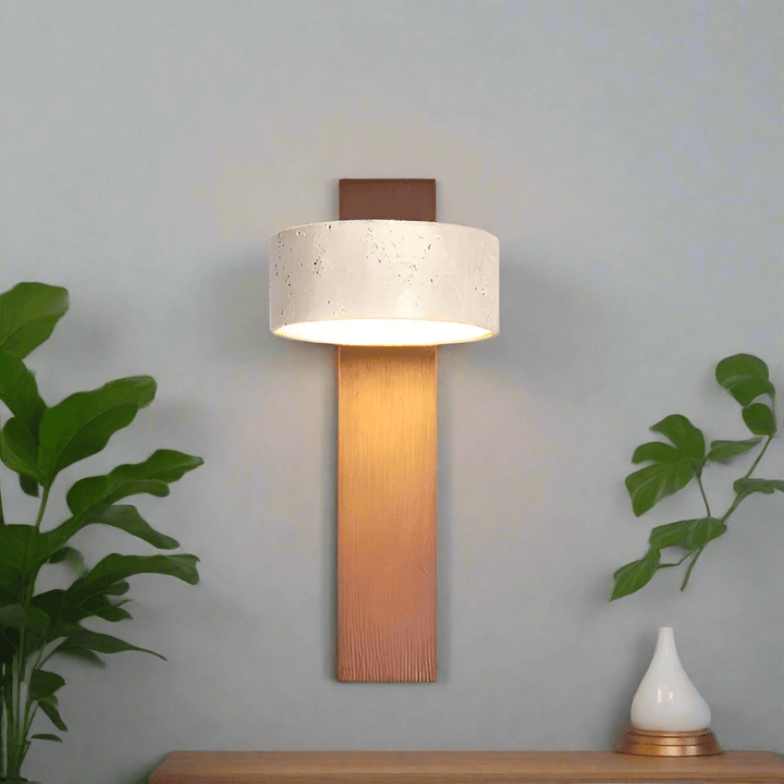 Rotatable Stone & Wood LED Wall Lamp
