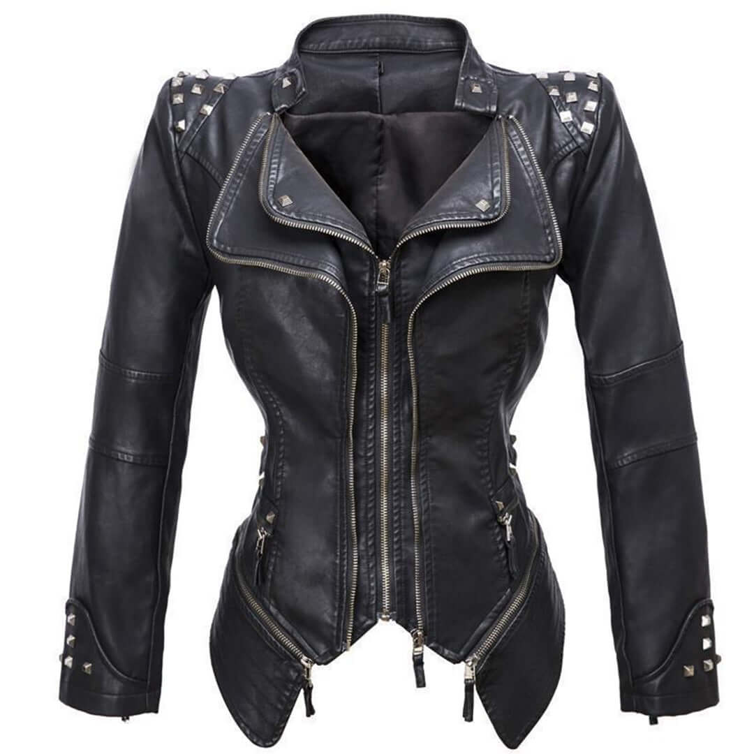 Women's Fitted Studded Biker Jacket