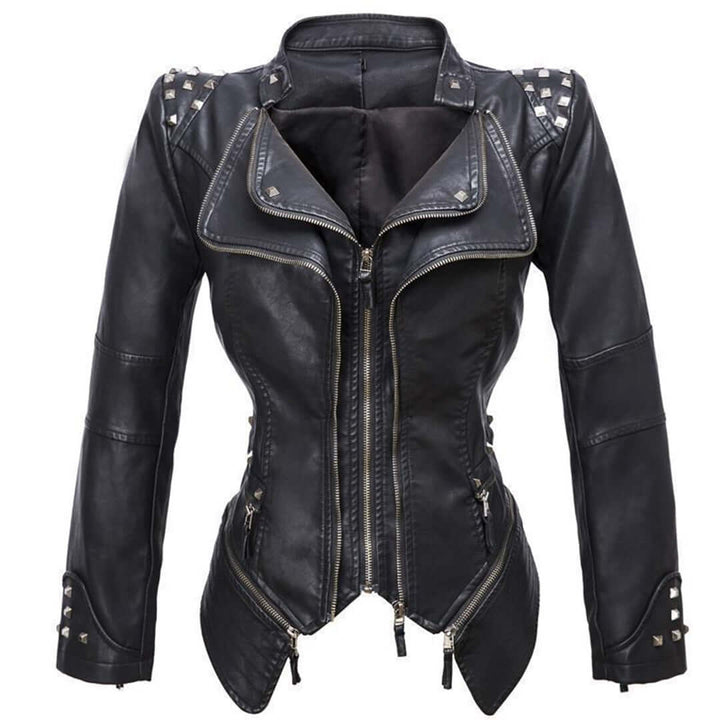 Women's Fitted Studded Biker Jacket