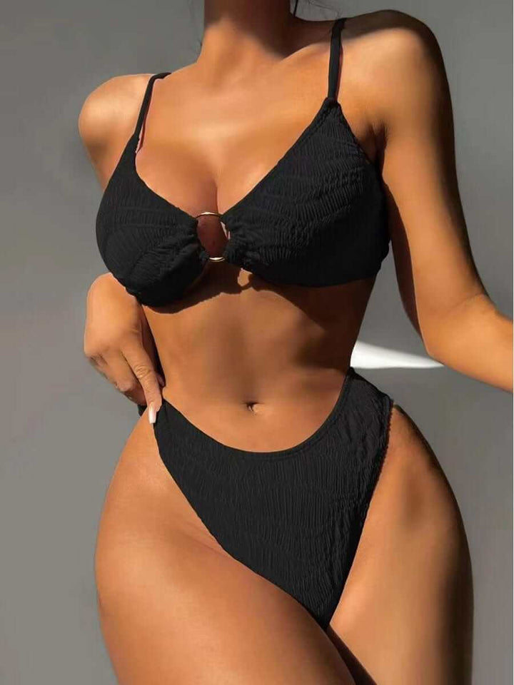 Women's Ribbed Push-Up High-Cut Micro Bikini Set
