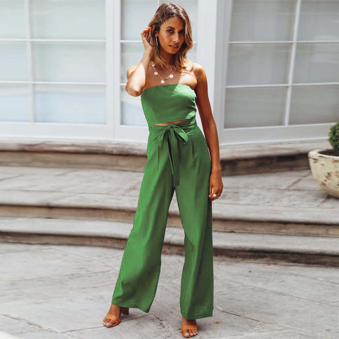 Women's Strapless Casual Jumpsuit with Elasticated Waist