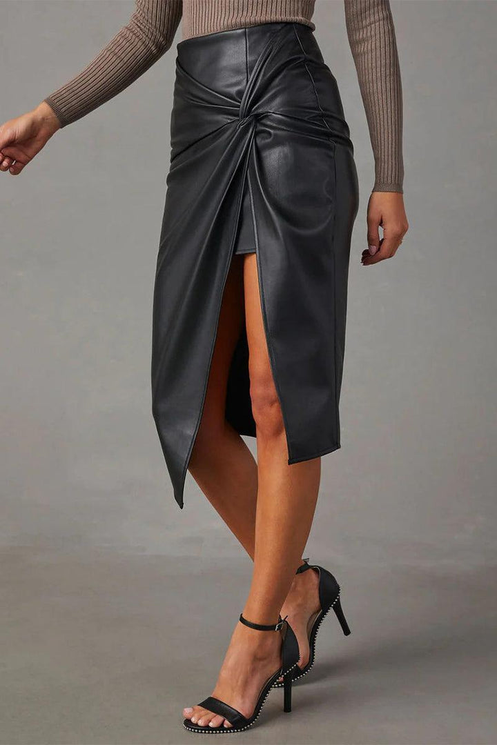High-Waisted Pencil Skirt with Ruching