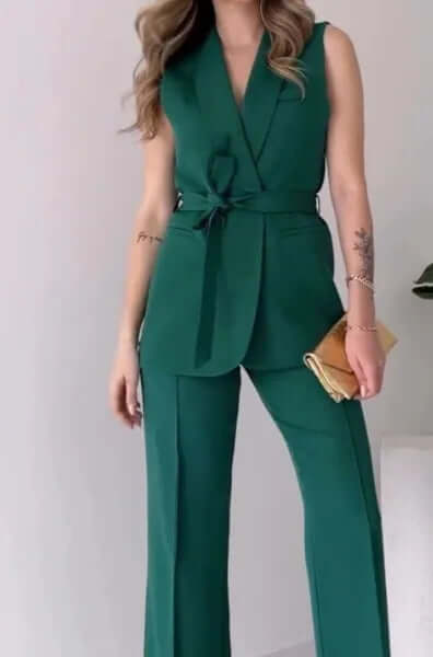 Women's Sleeveless Wide-Leg Suit