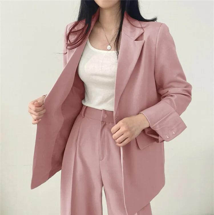 Women's Tailored Blazer and Straight-Leg Pants Set