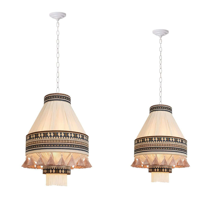 Woven Pendant Lamp with Fringes