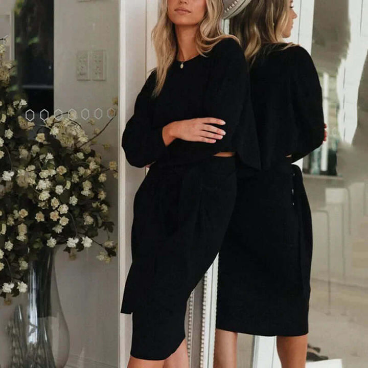 Women's Set - Cropped Sweater & Midi Skirt