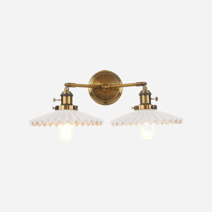 Antique Gold Double Head Ceramic Wall Sconce