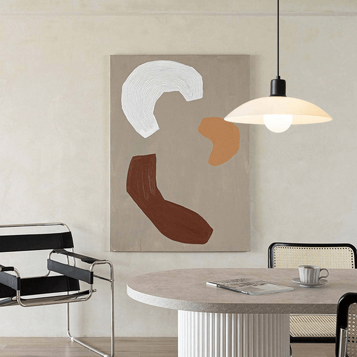 Modern White Glass Disc Pendant Light