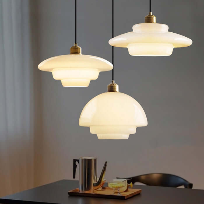 Modern White Glass Pendant Light Fixture