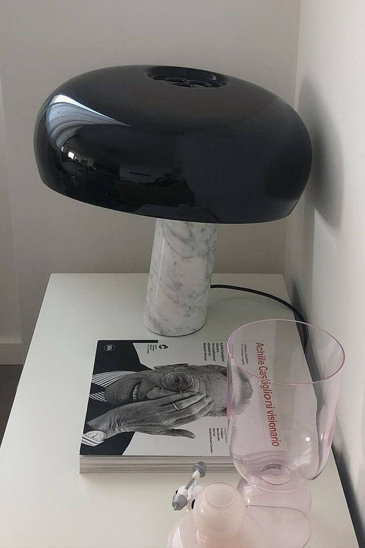 Carrara Marble Table Lamp with Glazed Metal Reflector
