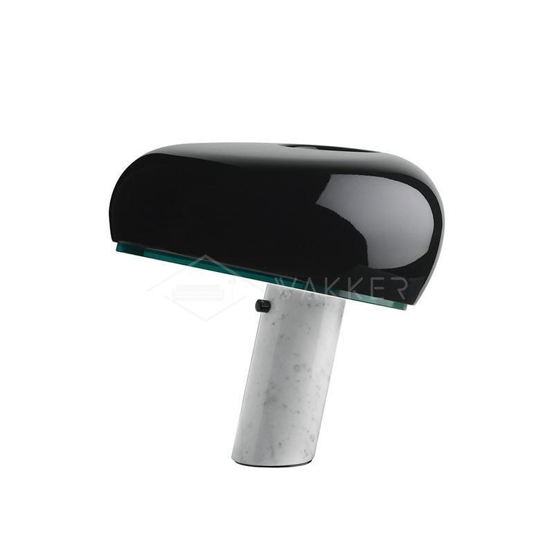Carrara Marble Table Lamp with Glazed Metal Reflector