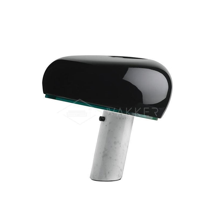 Carrara Marble Table Lamp with Glazed Metal Reflector