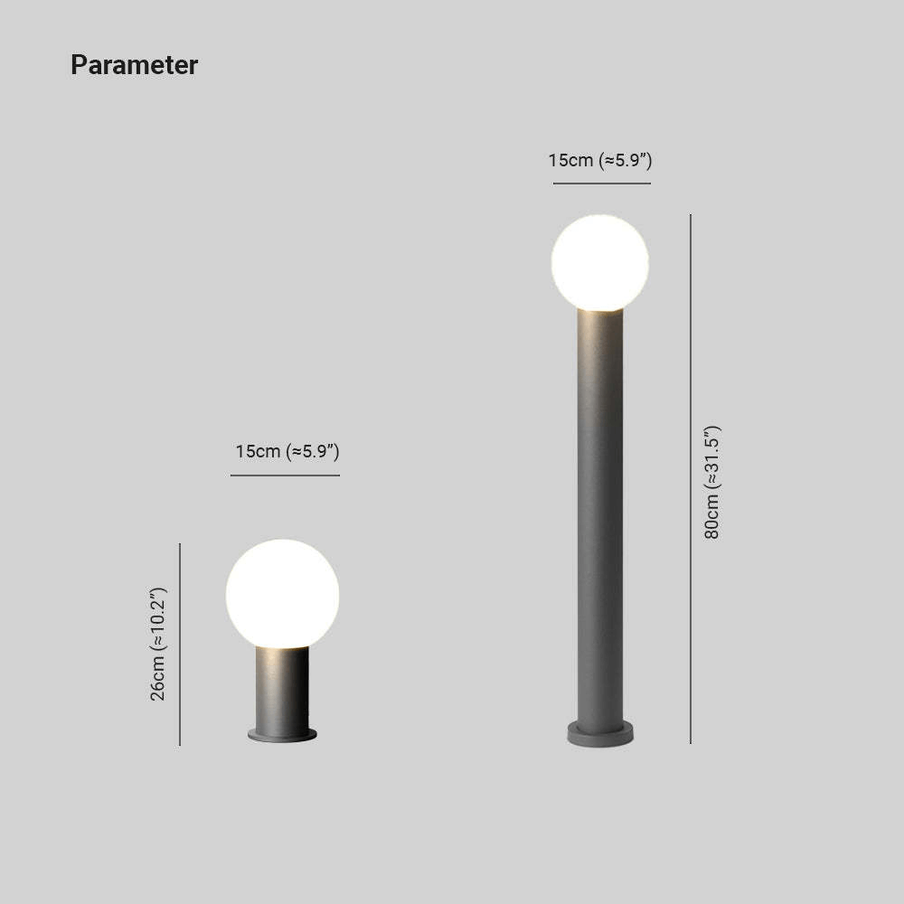 Modern LED Outdoor Path Light Metal Sphere Lamp
