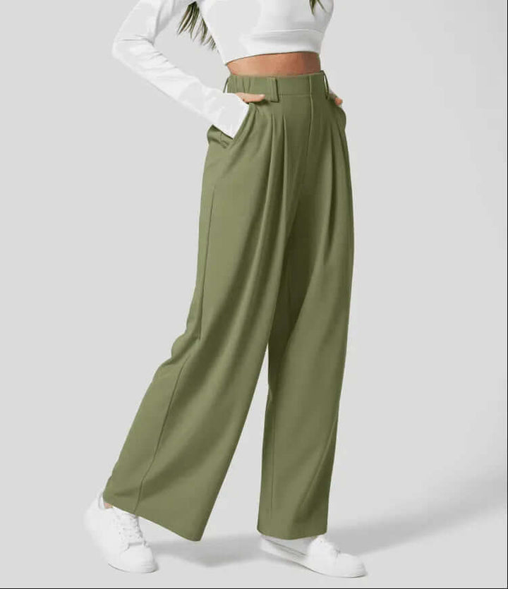 Women's Wide Leg Trousers - High Waist Tailored Fit