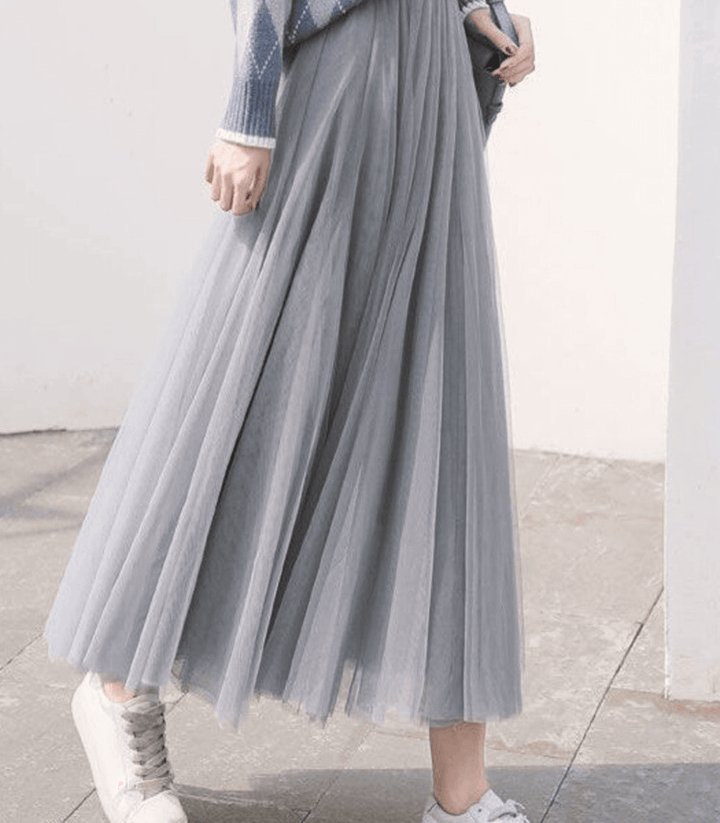 Women's Ankle-Length High-Waist Flowing Skirt