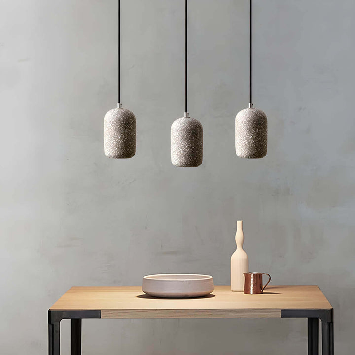 Modern Industrial Pendant Light Fixture, Cement, Glass, Dia 16cm