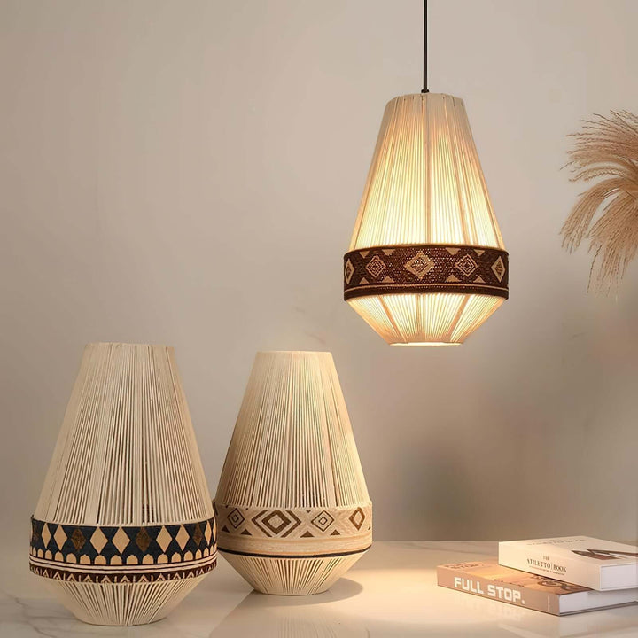 Woven Pendant Lamp with Fringes