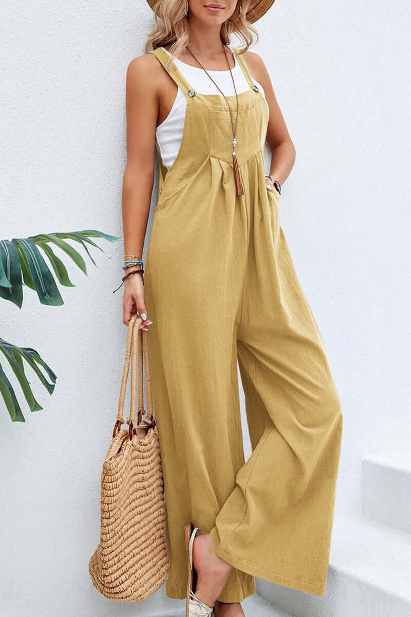 Women's Wide Neck Spaghetti Strap Jumpsuit