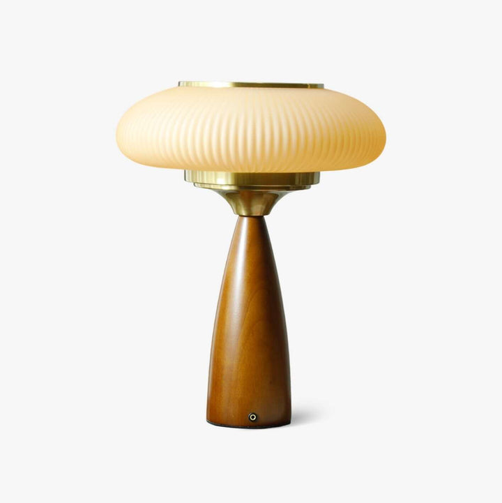 Wooden Table Lamp with Glass Shade 30cm