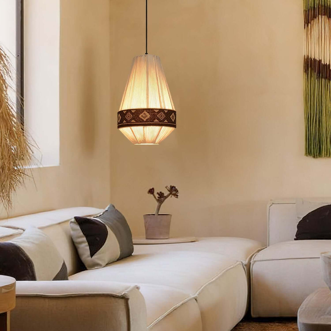 Woven Pendant Lamp with Fringes