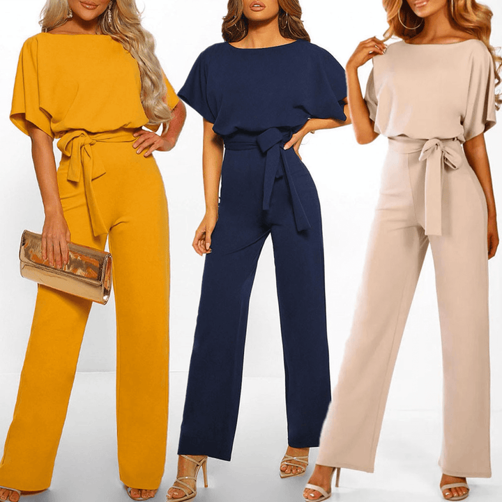 Women's Wide Leg Belted Jumpsuit