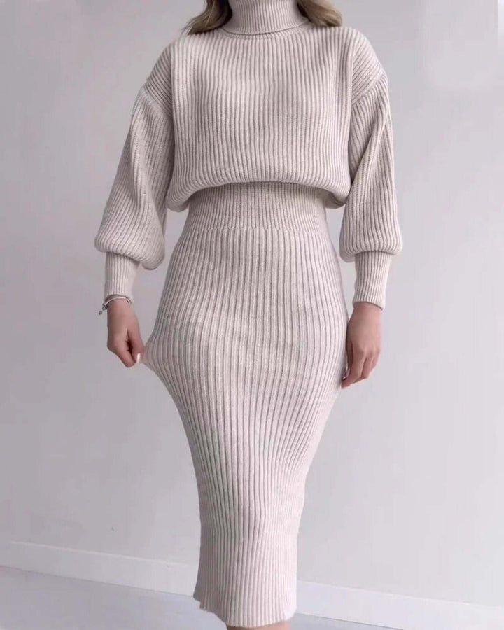 Women's Ribbed Sweater Dress - Elegant Fall/Winter