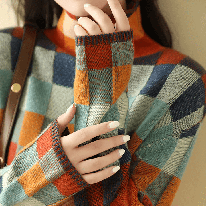 Women's Knitted High Collar Jumper