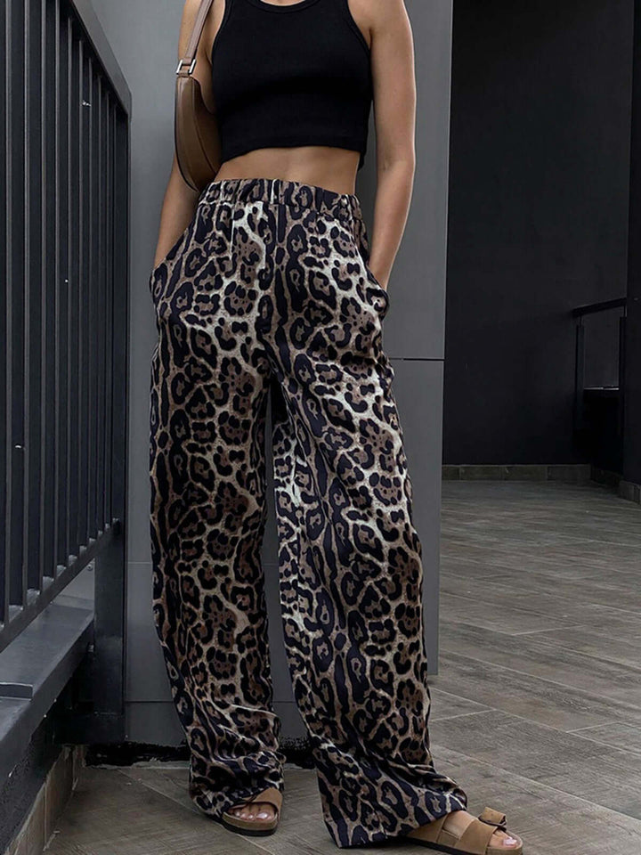 Women's Wide-Leg Animal Print Trousers
