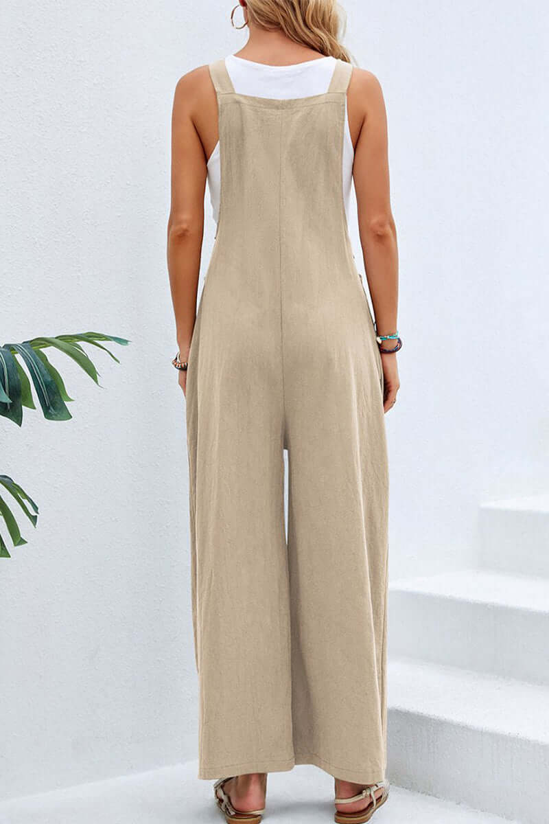 Women's Wide Neck Spaghetti Strap Jumpsuit
