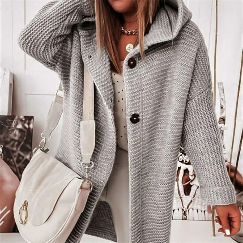Women's Cashmere Hooded Cardigan Sweater