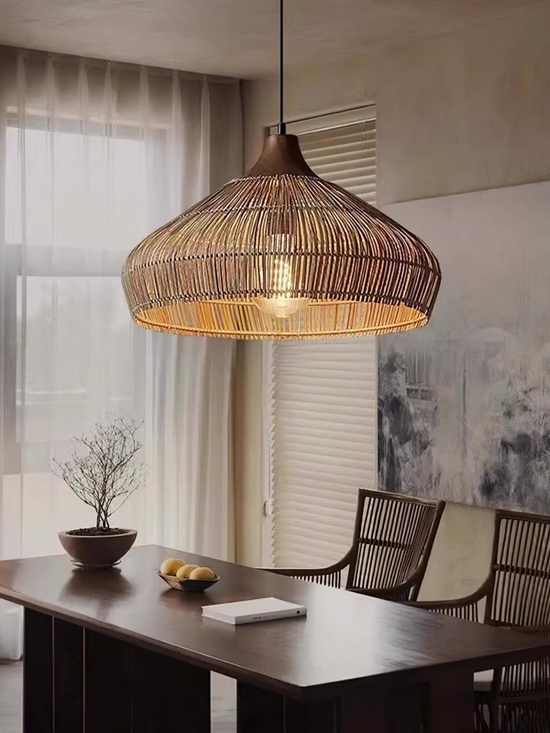 Handwoven Wicker Rattan Pendant Light