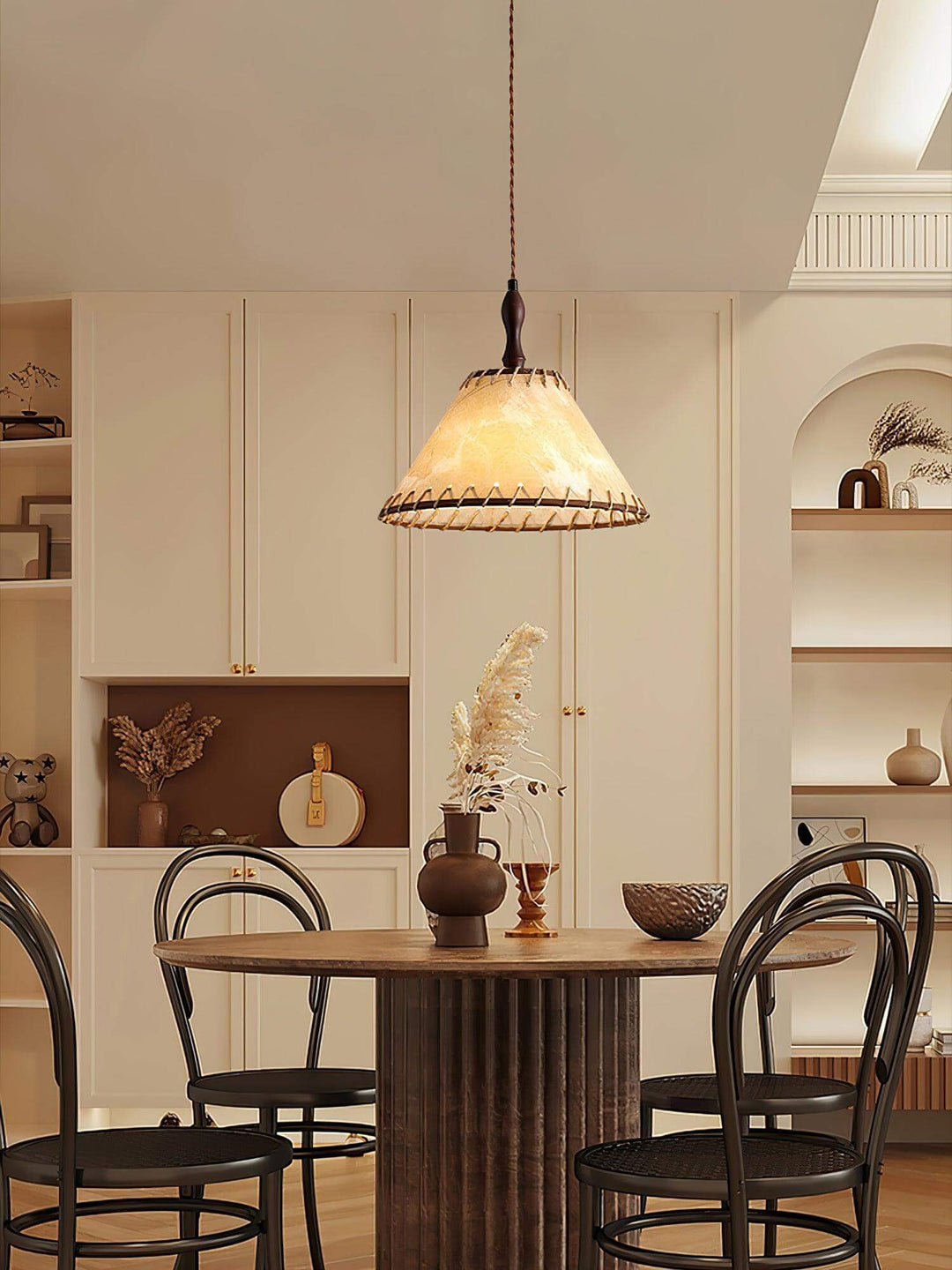 Wood & Fabric Pendant Lamp