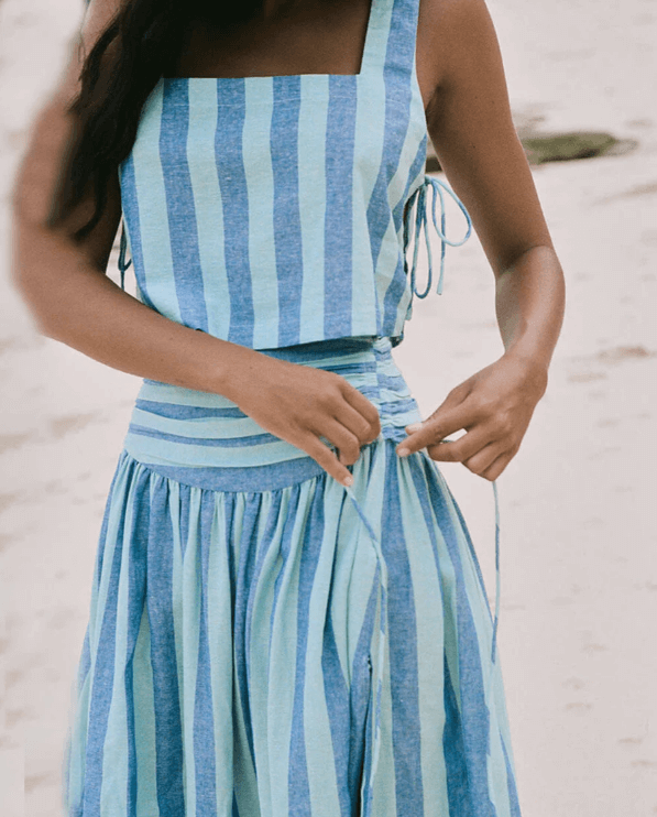 Women's Lace Top & Pleated Midi Skirt Set