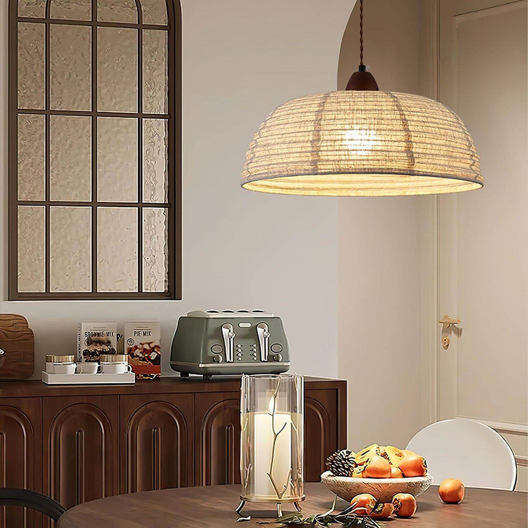 Wood & Fabric Pendant Lamp