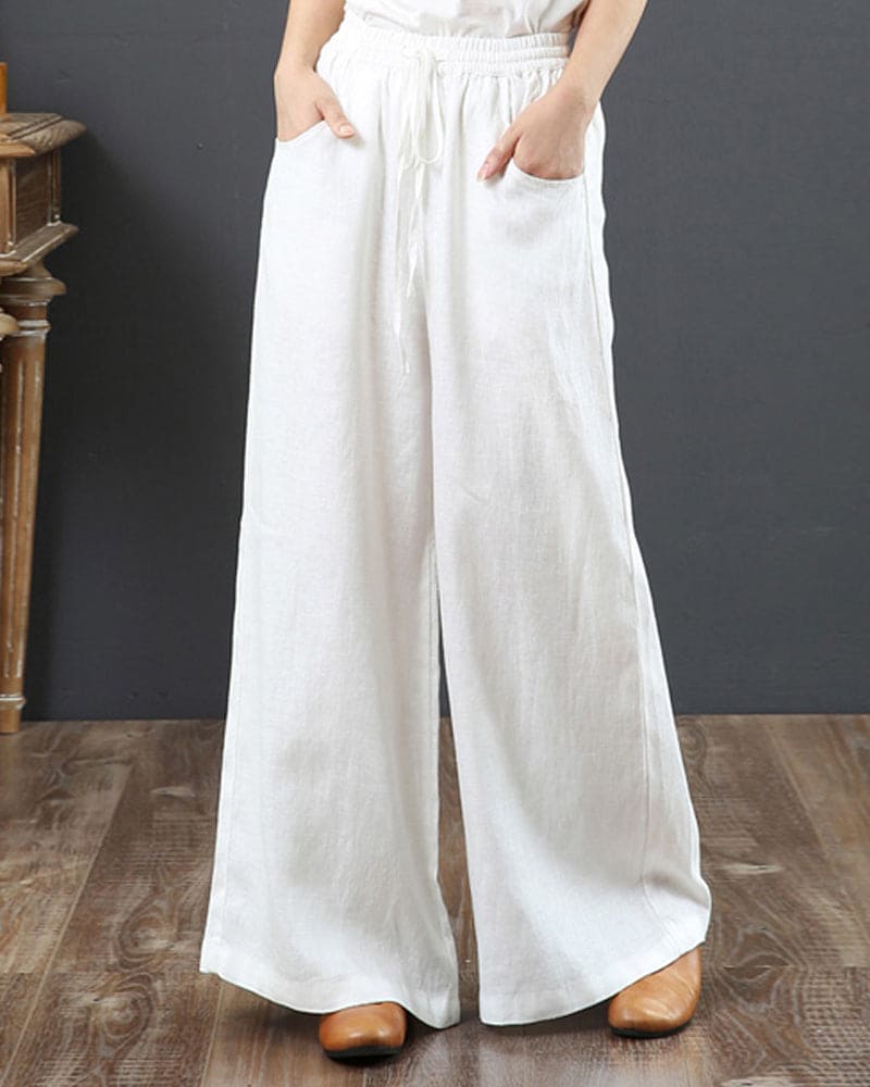 Women's Wide Leg Drawstring Casual Trousers
