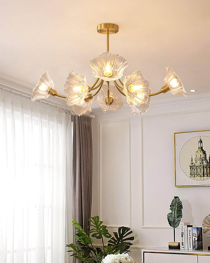 Floral Glass Chandelier, Elegant Lighting Fixture