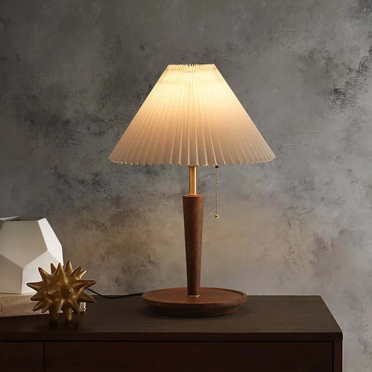 Pleated Wood Table Lamp