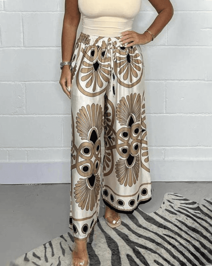 Women's Wide-Leg Printed Trousers