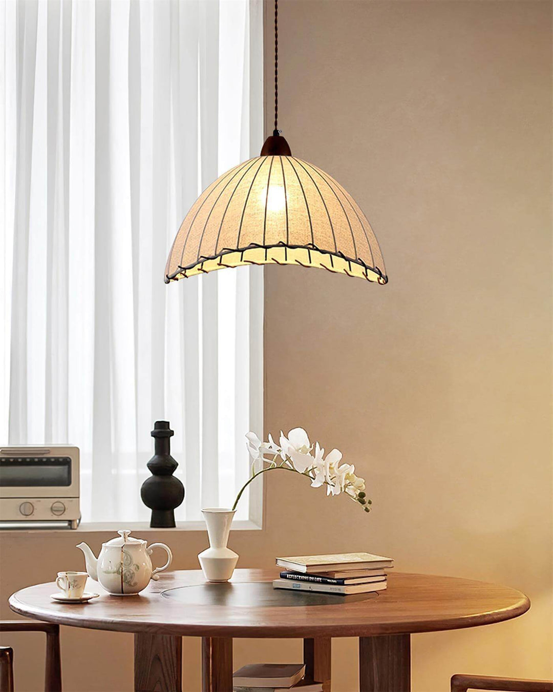 Wood & Fabric Pendant Lamp