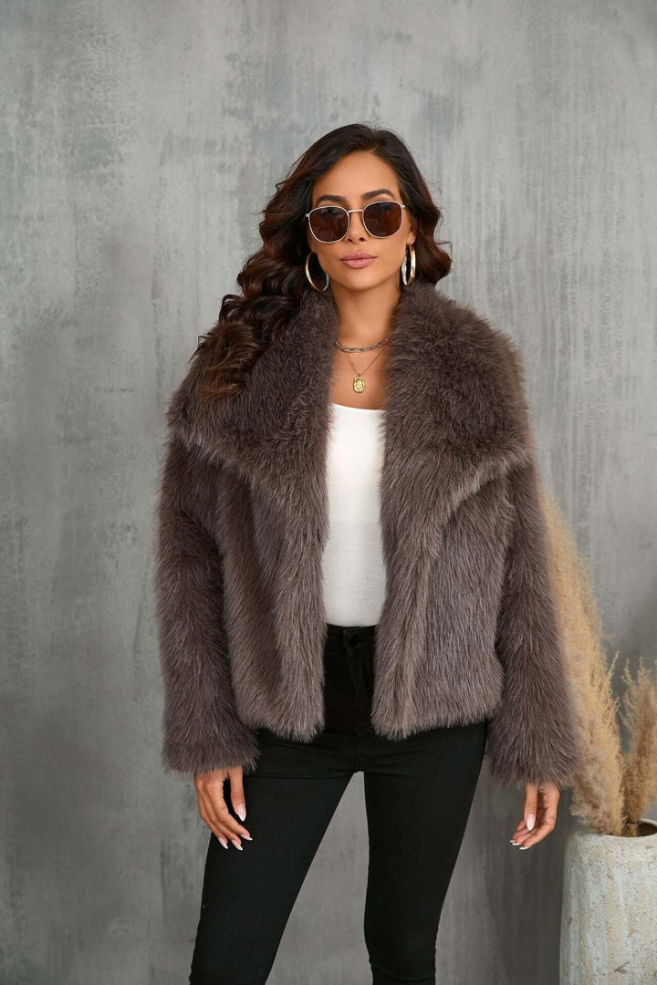 Taupe Faux Fur Coat