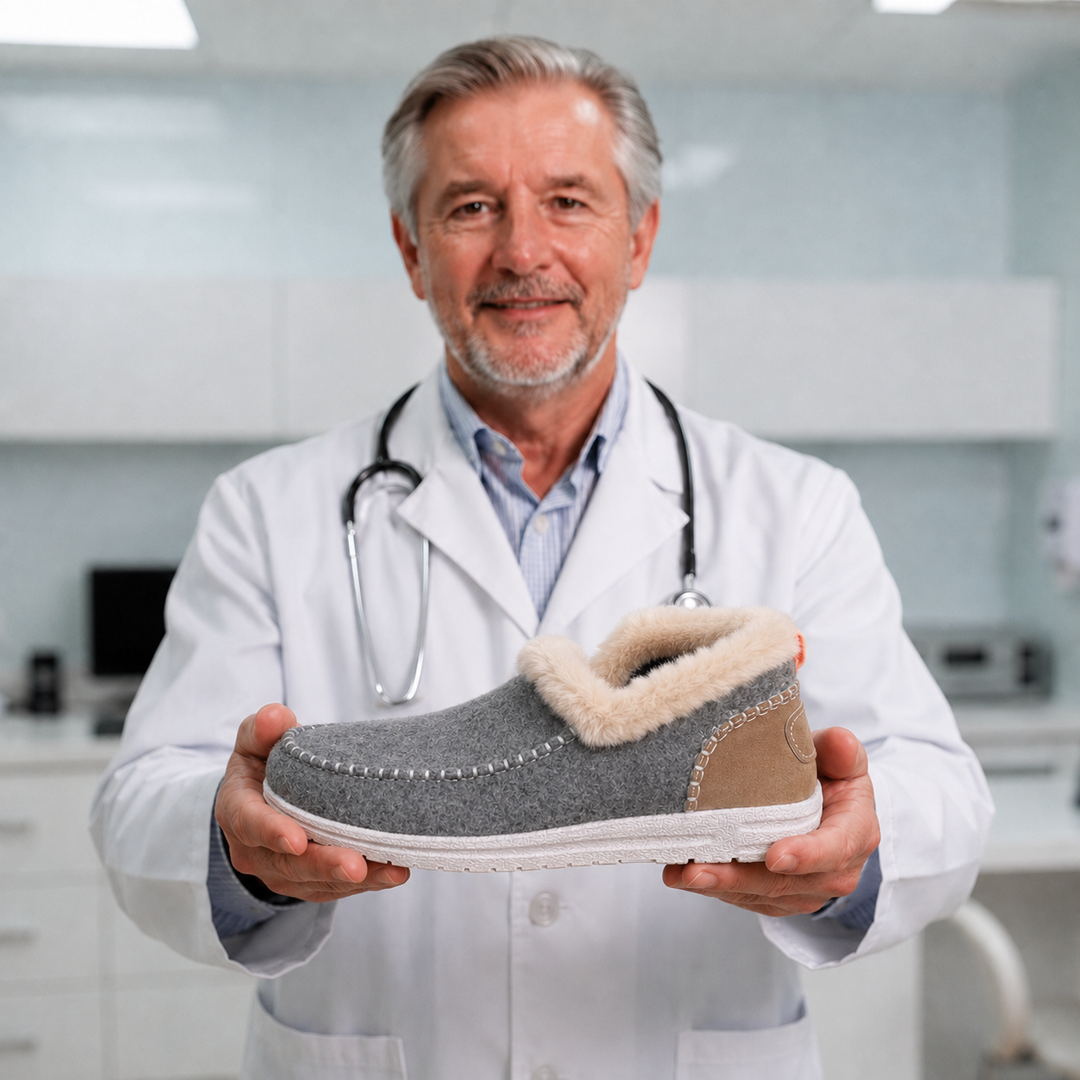 Cozy women's slip-on indoor slippers, featuring plush material & orthopedic support.