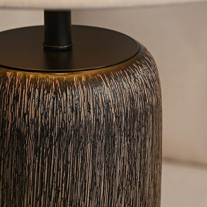 Rustic Wood Floor Lamp with Metal Accents