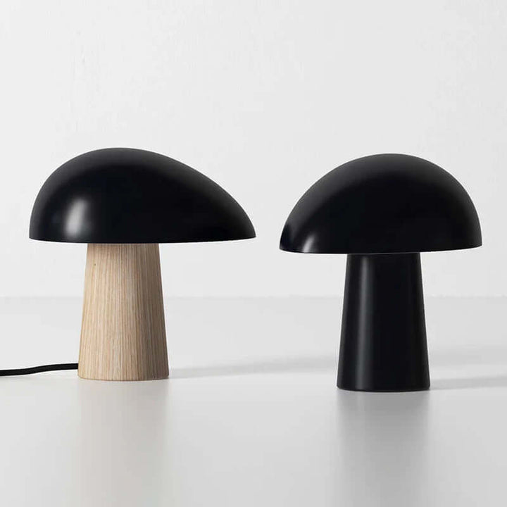 Modern Wood Table Lamp with Mushroom Design