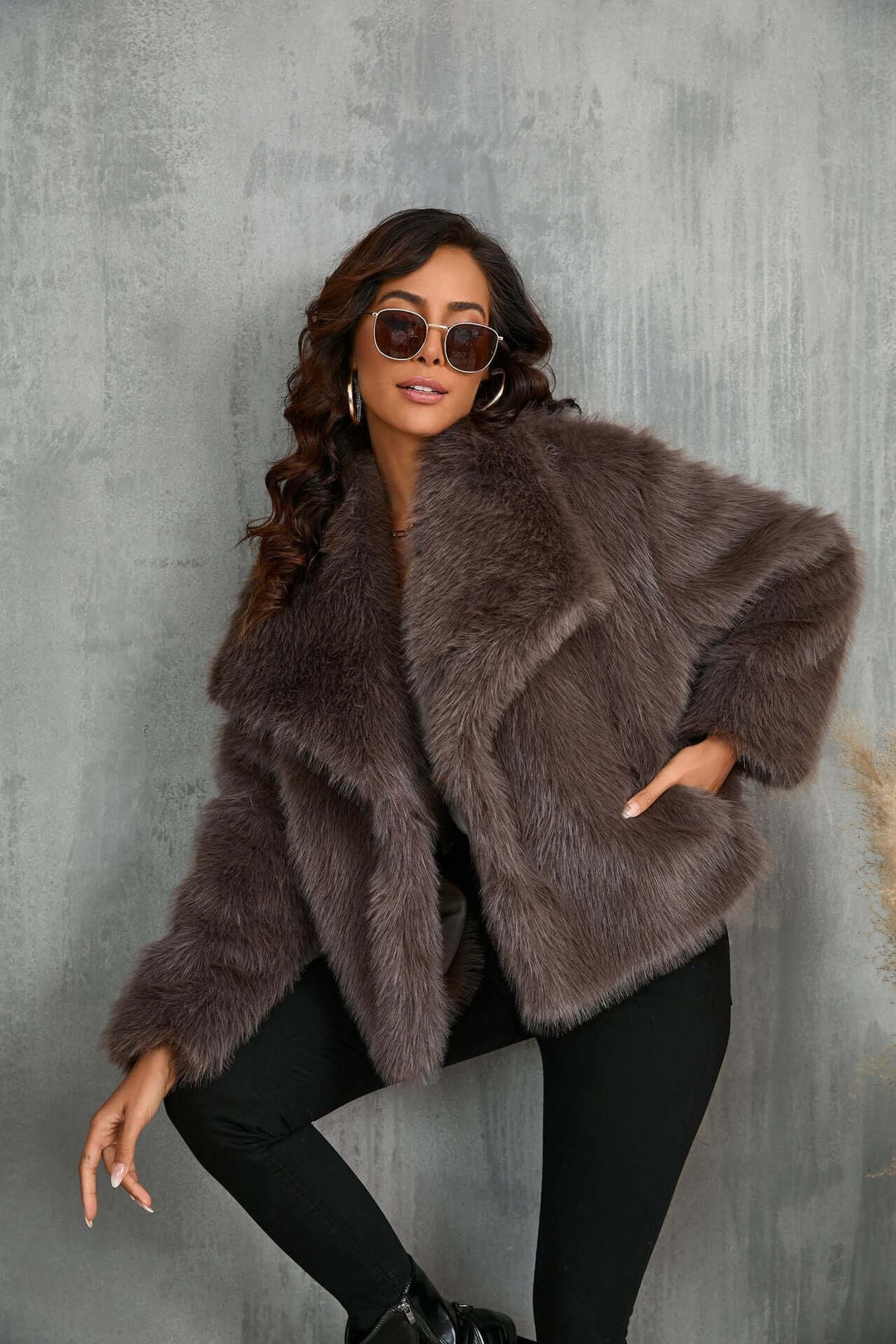 Taupe Faux Fur Coat