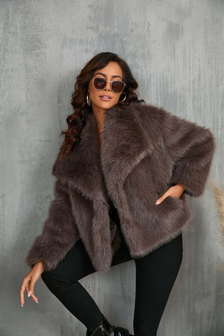 Taupe Faux Fur Coat