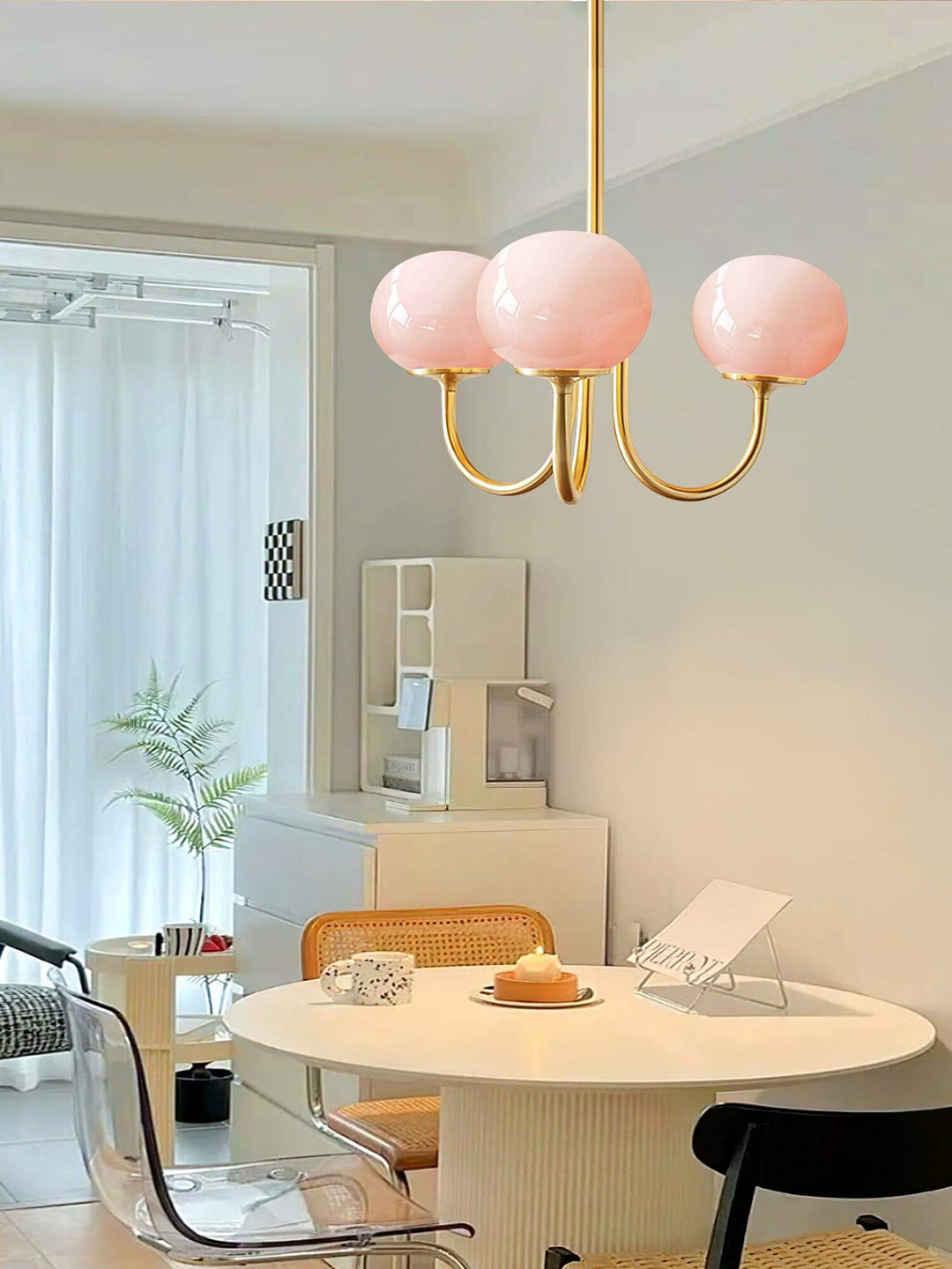 Pink Glass Ceiling Light Fixture Modern Chandelier