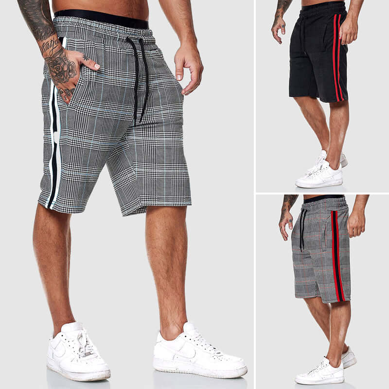 Men's Checked Drawstring Shorts with Elasticated Waist