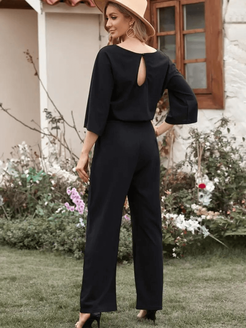 Women's Wide Leg Belted Jumpsuit