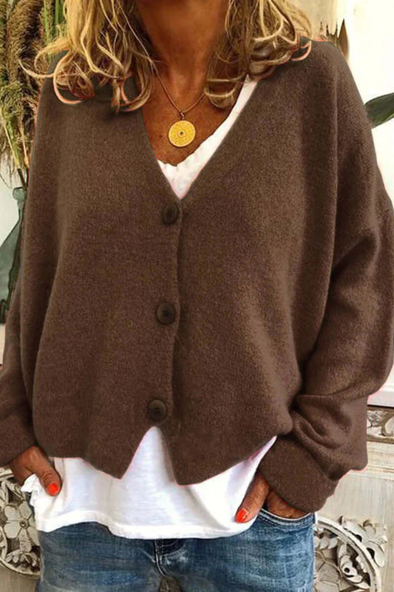 Knitted Patchwork V-Neck Women's Cardigan